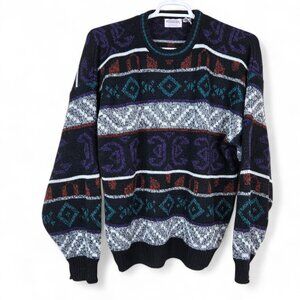 Vintage Mervyns Sweater Mens XL Pullover Knit Abstract 90s Acrylic Windridge